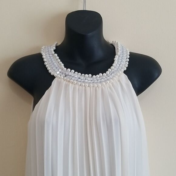 Speechless Cream Pleated Dress Sz Small - Picture 6 of 12